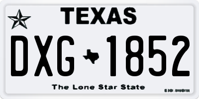 TX license plate DXG1852