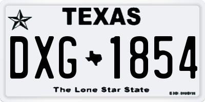 TX license plate DXG1854