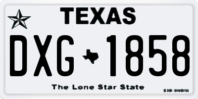 TX license plate DXG1858