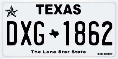 TX license plate DXG1862