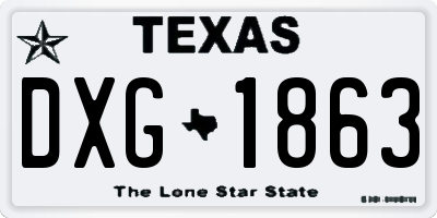 TX license plate DXG1863