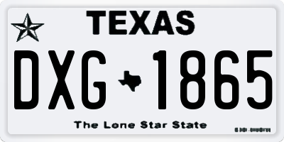 TX license plate DXG1865