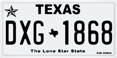 TX license plate DXG1868