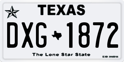 TX license plate DXG1872