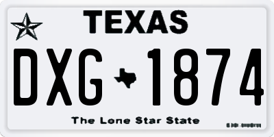 TX license plate DXG1874