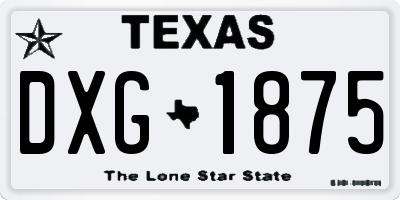 TX license plate DXG1875