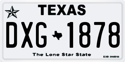 TX license plate DXG1878