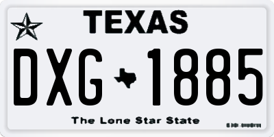 TX license plate DXG1885