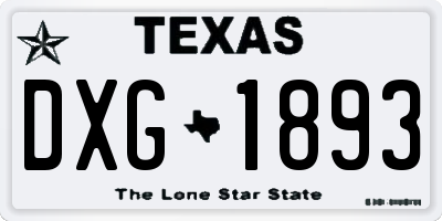 TX license plate DXG1893