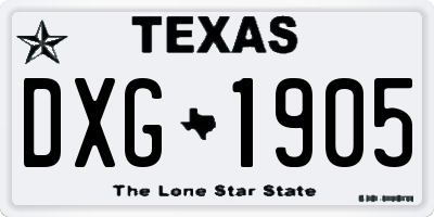 TX license plate DXG1905