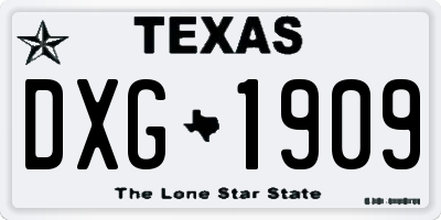 TX license plate DXG1909