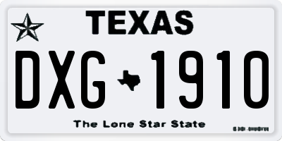 TX license plate DXG1910