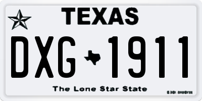 TX license plate DXG1911