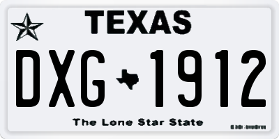 TX license plate DXG1912