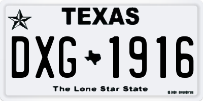 TX license plate DXG1916