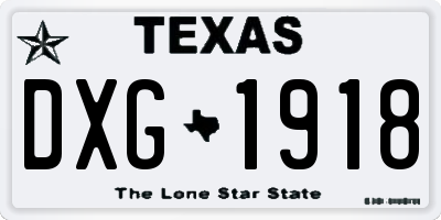 TX license plate DXG1918