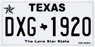 TX license plate DXG1920