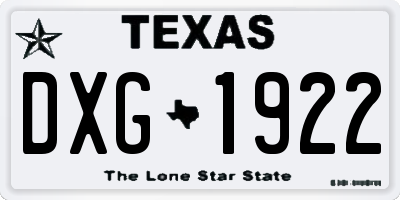 TX license plate DXG1922