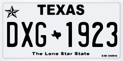 TX license plate DXG1923