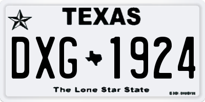 TX license plate DXG1924