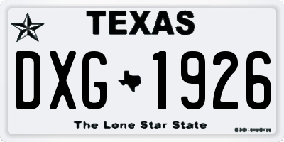 TX license plate DXG1926