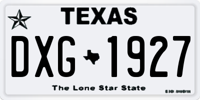 TX license plate DXG1927