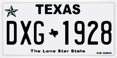 TX license plate DXG1928