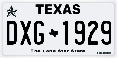TX license plate DXG1929