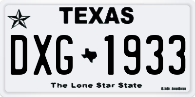 TX license plate DXG1933