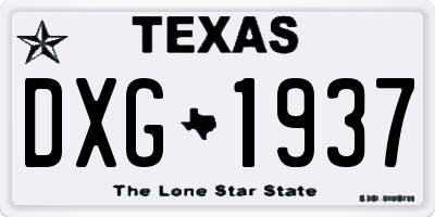 TX license plate DXG1937
