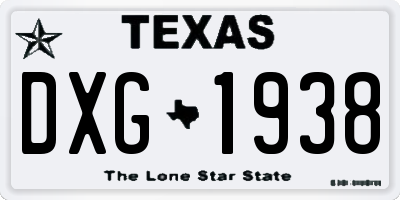 TX license plate DXG1938