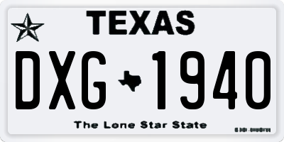TX license plate DXG1940