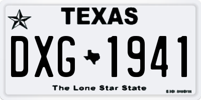 TX license plate DXG1941