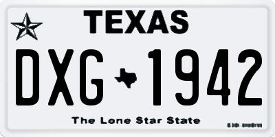 TX license plate DXG1942
