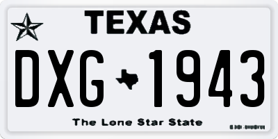 TX license plate DXG1943