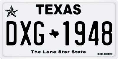 TX license plate DXG1948