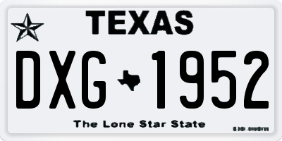 TX license plate DXG1952