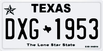 TX license plate DXG1953