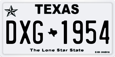 TX license plate DXG1954