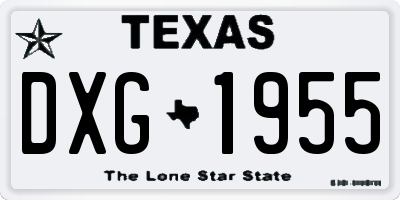 TX license plate DXG1955