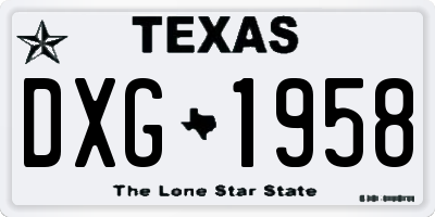 TX license plate DXG1958