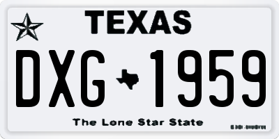 TX license plate DXG1959