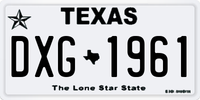 TX license plate DXG1961