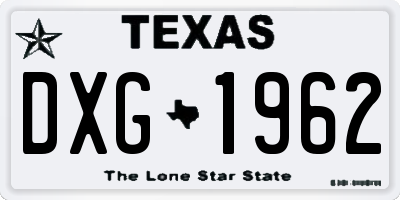 TX license plate DXG1962