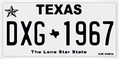 TX license plate DXG1967