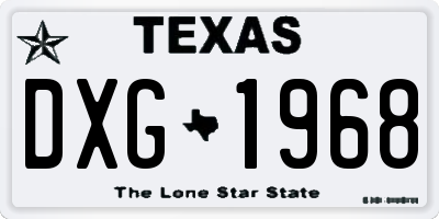 TX license plate DXG1968