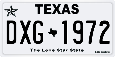 TX license plate DXG1972