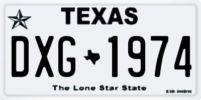 TX license plate DXG1974
