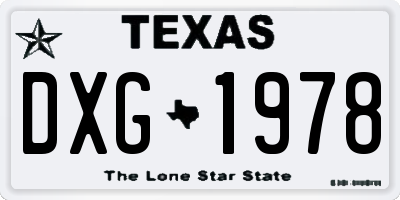 TX license plate DXG1978