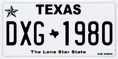 TX license plate DXG1980